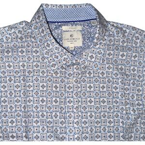 CONSTRUCT Mens Geometric Print Stretch Shirt 3XL Cocktail Party Modern Retro Y2K